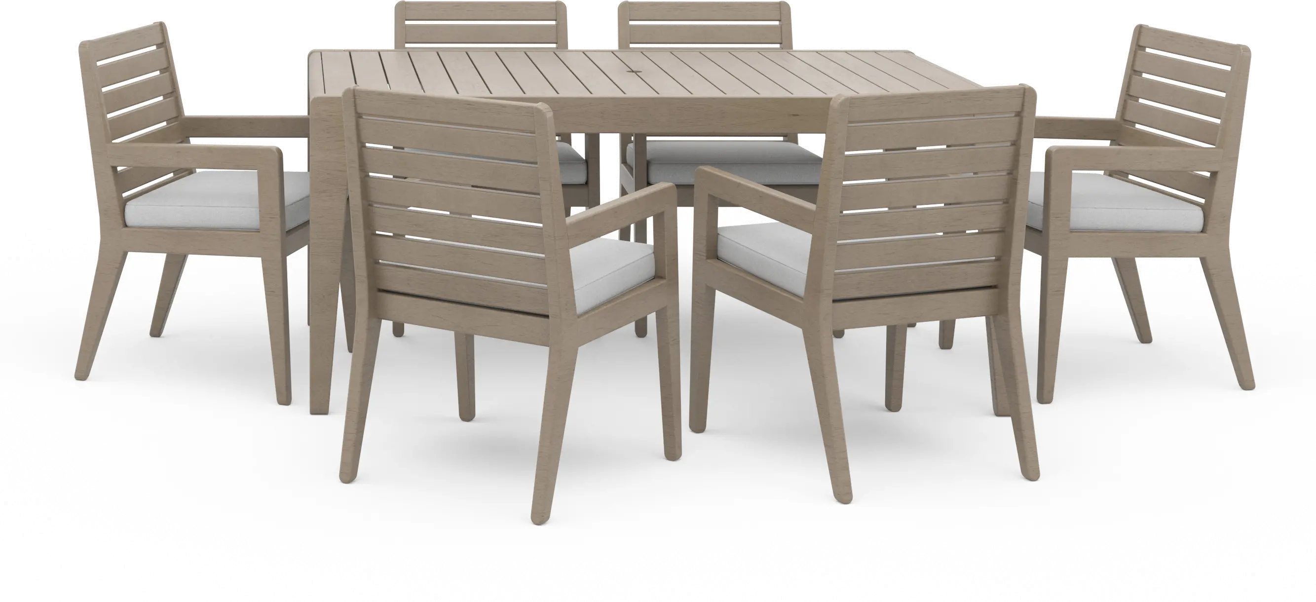 Sustain Brown Outdoor Dining Table and Six Armchairs