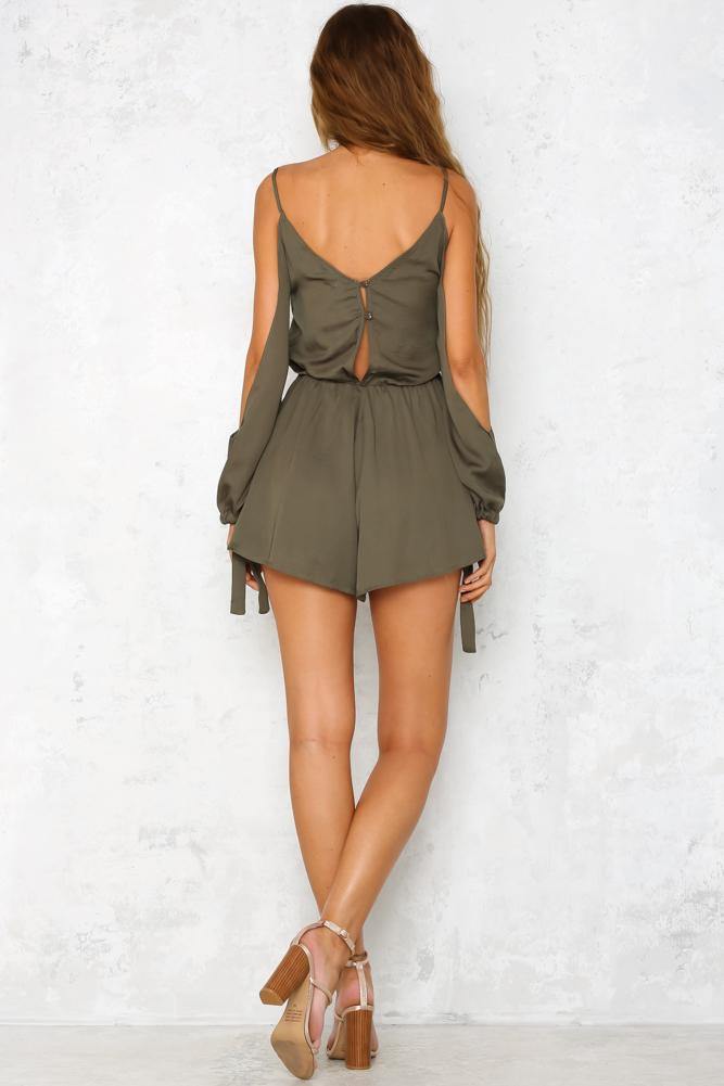 Look Ahead Romper Khaki