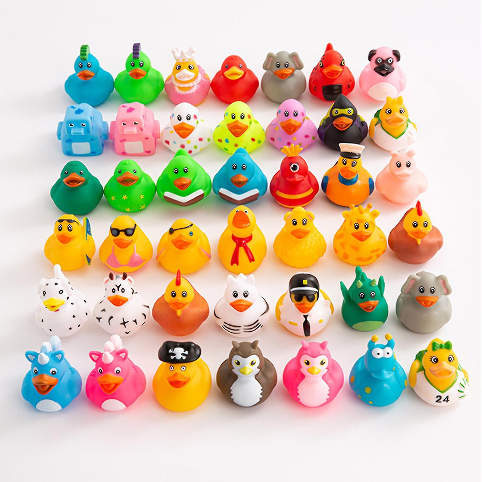 24 / 36pcs Rubber Ducks Bath Toys For Toddlers 1-3， Assorted Duckies Bathtime Soft Baby Pool Toys Birthday Gifts