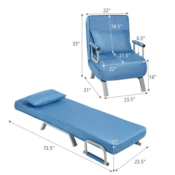Costway 40589761 Folding 5 Position Convertible Sl...