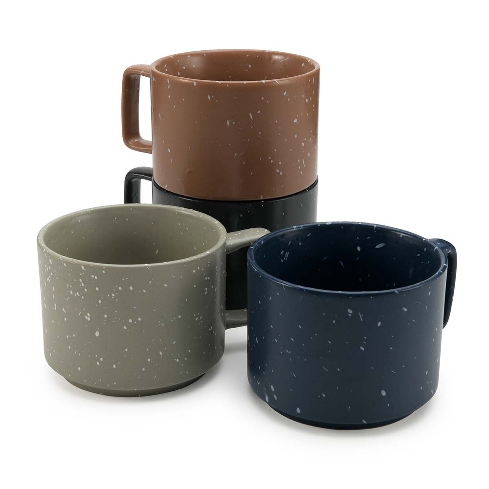 Ceramic Stackable 4 Cup Coffee Mug Set Multicolor