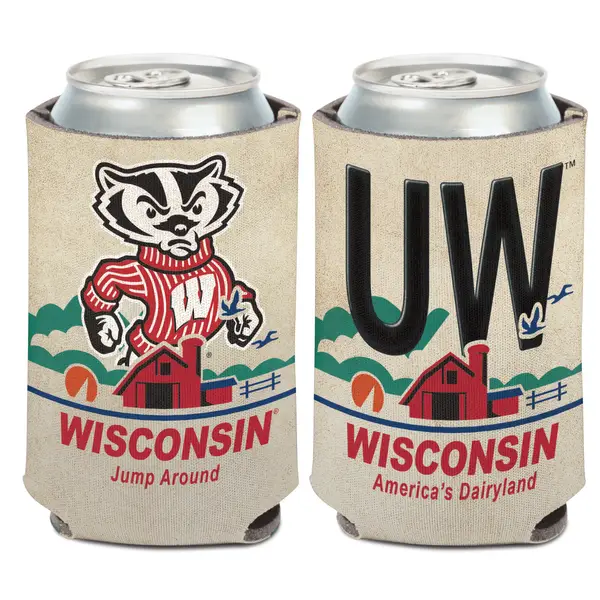 NCAA 12 oz Wisconsin Badgers License Plate Can Cooler