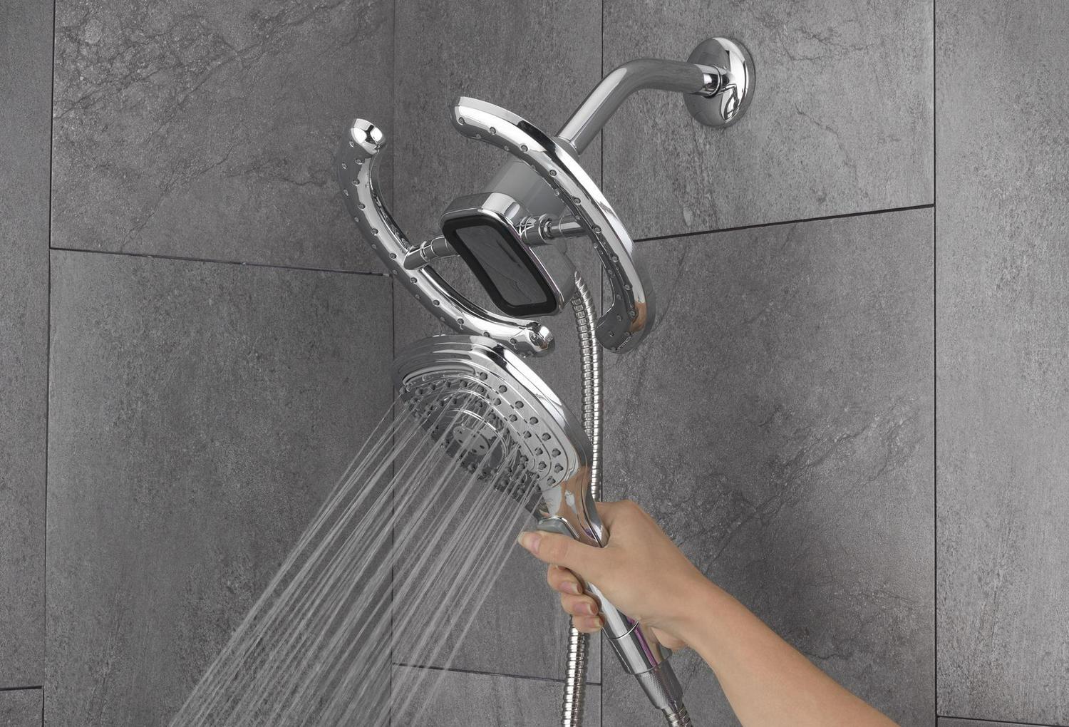 Better Homes and Gardens Chandler 6 Setting Magnetic Combo Shower Head， Chrome