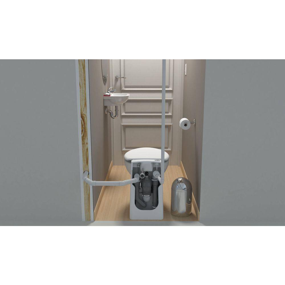 Saniflo SaniCompact 1-Piece 1.281 GPF Dual Flush Elongated Toilet in White with Built-In 0.3 HP 115-Volt Macerator Pump 023