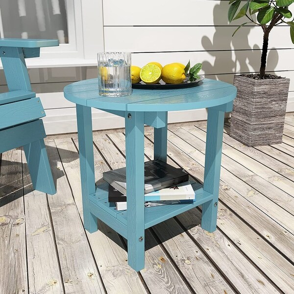 WINSOON All Weather HIPS Outdoor Round 2Tier Outdoor Side Tables Adirondack Tables