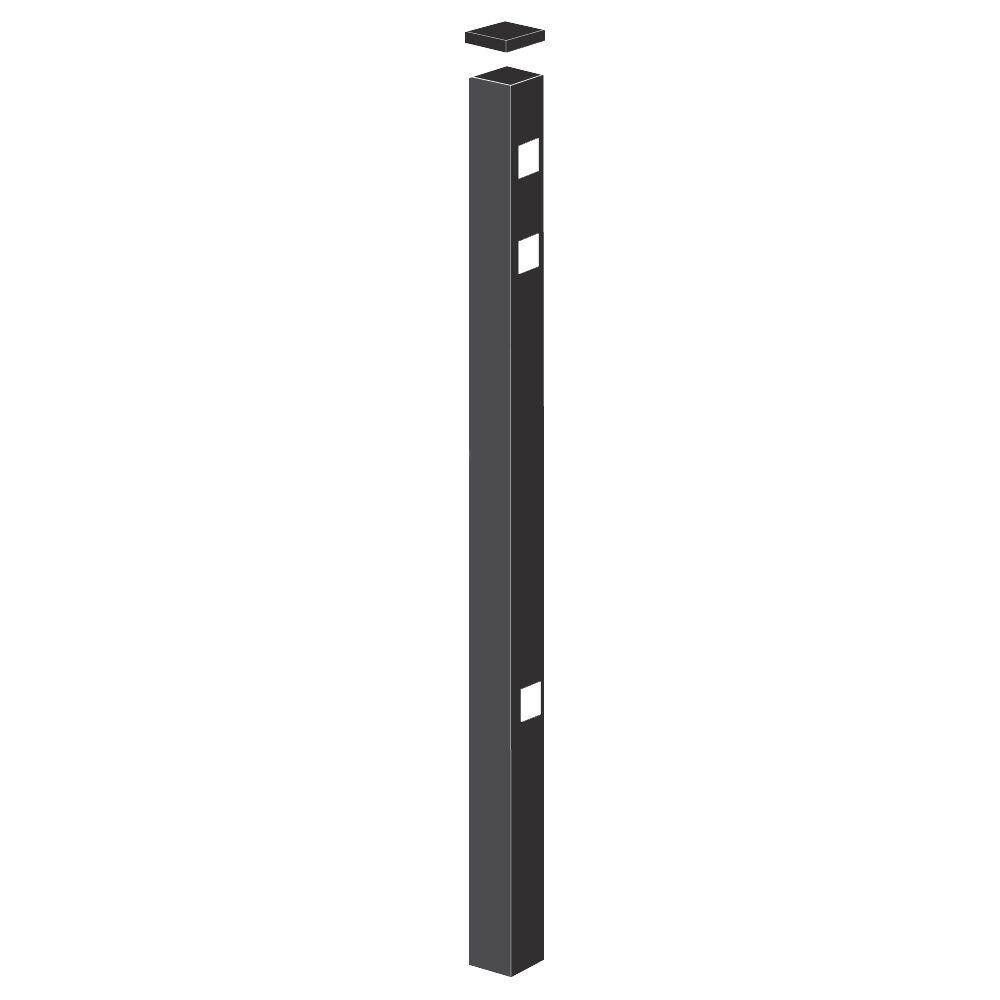 Barrette Outdoor Living 2 in. x 2 in. x 5-78 ft. Black Standard-Duty Aluminum Fence End Post 73002257