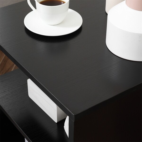 End Table，Accent Side Table，SShaped Coffee Table with Storage Shelf