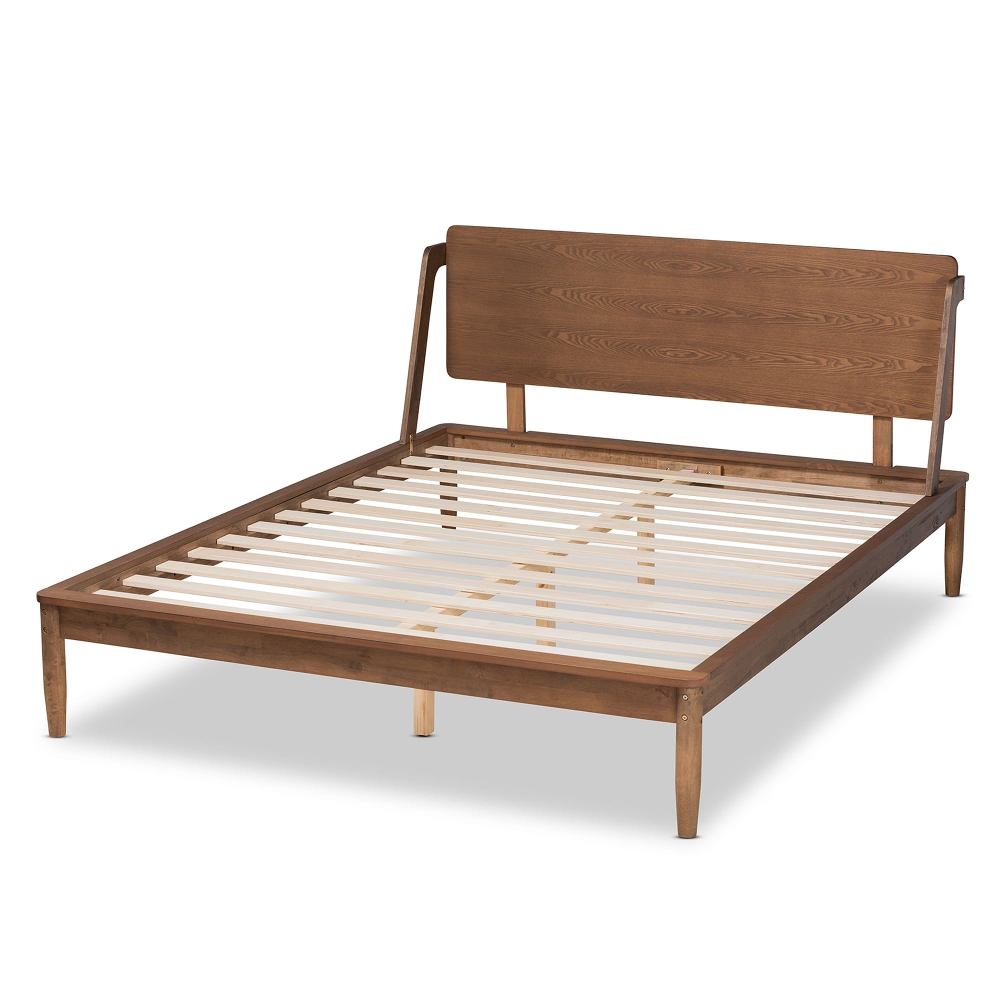 Baxton Studio Sadler Mid-Century Modern Ash Walnut Brown Finished Wood Full Size Platform Bed