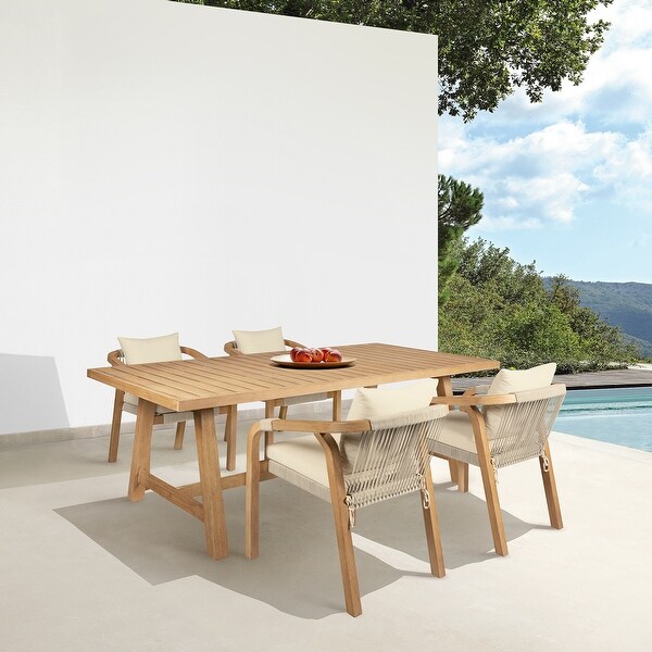 Cypress Indoor Outdoor Patio Dining Table in Blonde Eucalyptus Wood