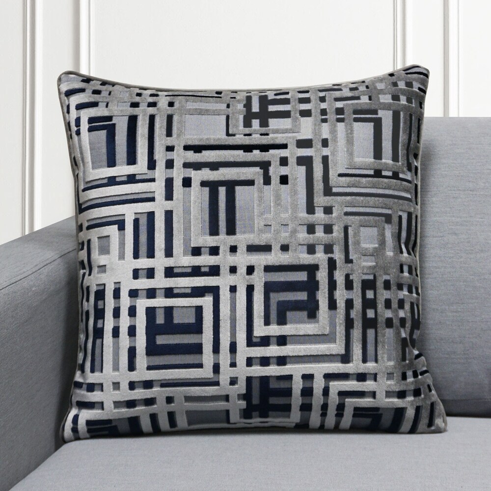 Millihome Maze Navy Cut velvet Pillow 20\