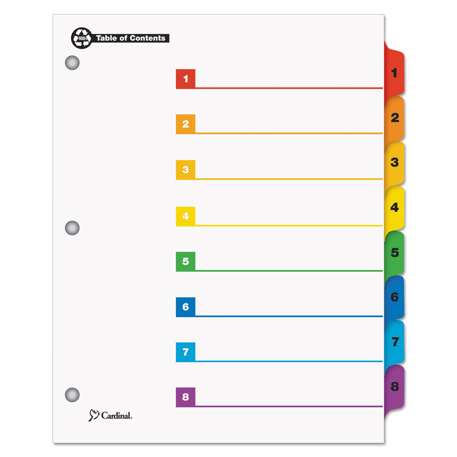 OneStep 100% Recycled Printable Table of Contents Dividers by Cardinalandreg; CRD70818