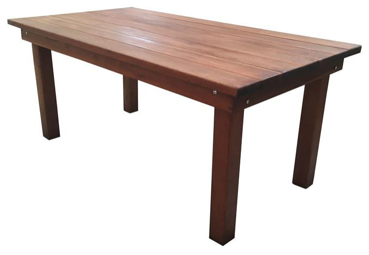 Best Redwood 72 quotFarmhouse Solid Wood Dining Table in Mission Brown Stain   Transitional   Outdoor Dining Tables   by Homesquare  Houzz