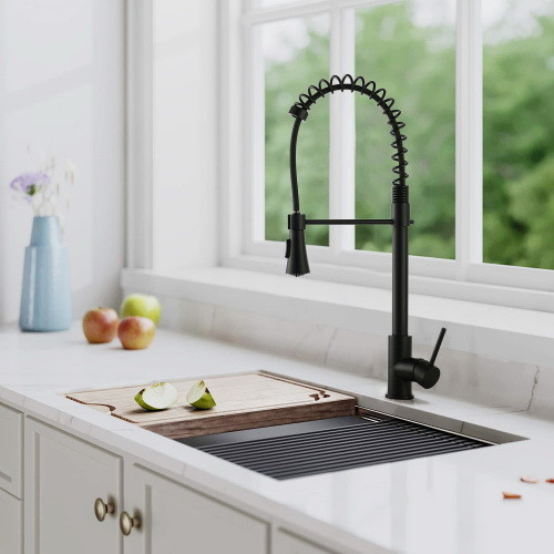 Single Handle Commercial Modern Matte Black Spring...