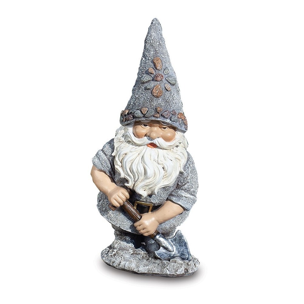 Curata Resin and Dolomite Garden Gnome with Shovel Statue