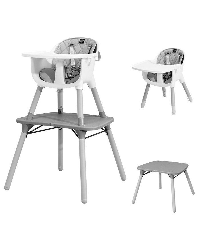 Costway 4 in 1 Baby High Chair Convertible Toddler Table Chair Set w  PU Cushion