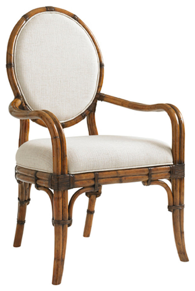 Tommy Bahama Bali Hai Gulfstream Oval Back Arm Chair  Aged Brass   Tropical   Dining Chairs   by Emma Mason  Houzz