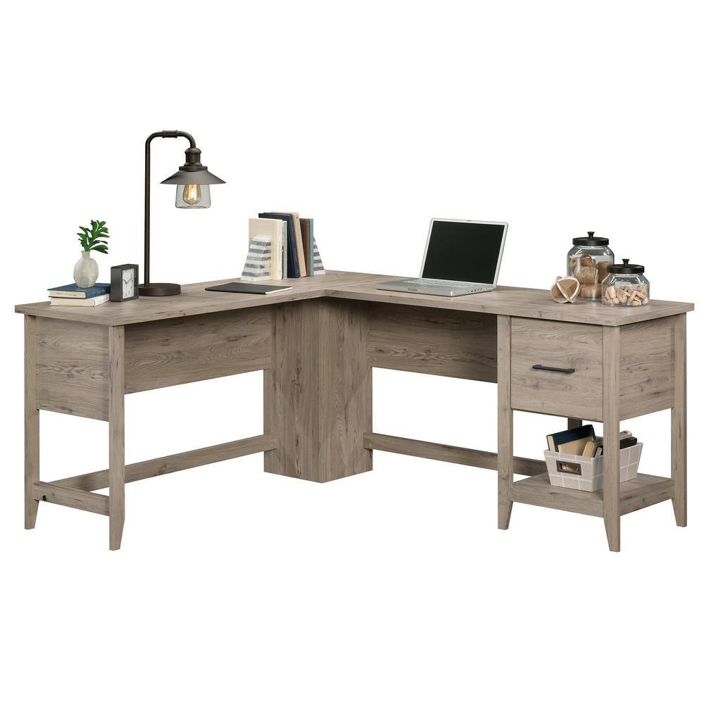 SAUDER 59 in. L-Shaped Laurel Oak 1 Drawer Computer Desk with File Storage 425014