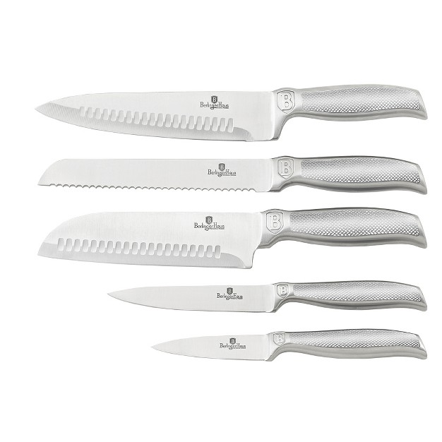 Berlinger Haus 6 Piece Set Kitchen Knife Set With Stainless Steel Block And Ergonomic Non slip Handles Laser Cut Blade Sharpness Chef Quality