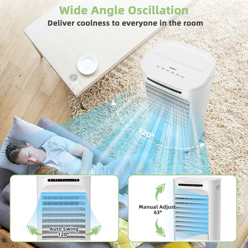 4-in-1 Portable Evaporative Air Cooler Fan Humidifier Purifier with Remote, Timer, 3 Wind Modes, 10L Water Tank