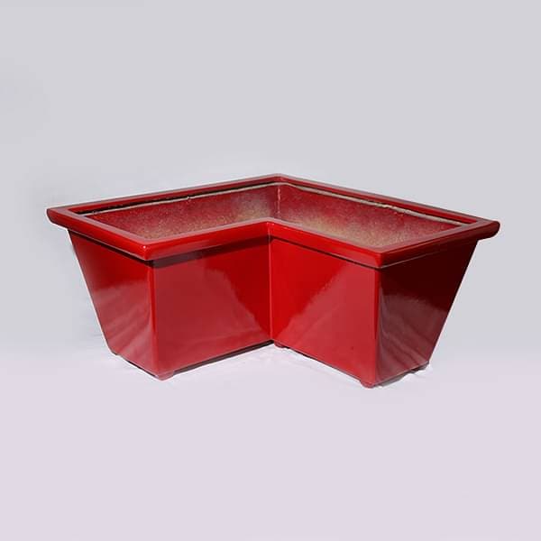 25 inch (64 cm) OTH-2 L shaped Fiberglass Planter (Red)