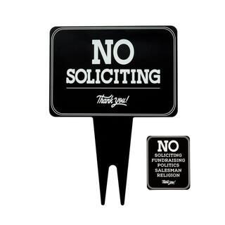 Everbilt 10 in. x 14 in. Aluminum No Soliciting Sign with Sticker 31196