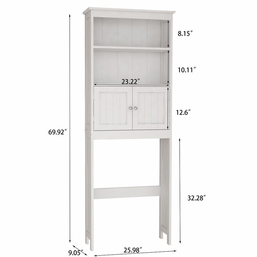 Over The Toilet Bathroom Storage Cabinet with 2 Doors  Shelf