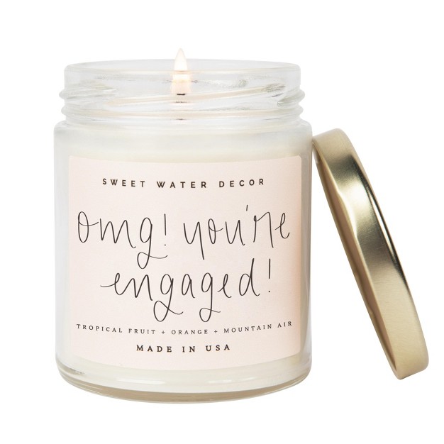 Sweet Water Decor Omg You x27 re Engaged 9oz Clear Jar Soy Candle