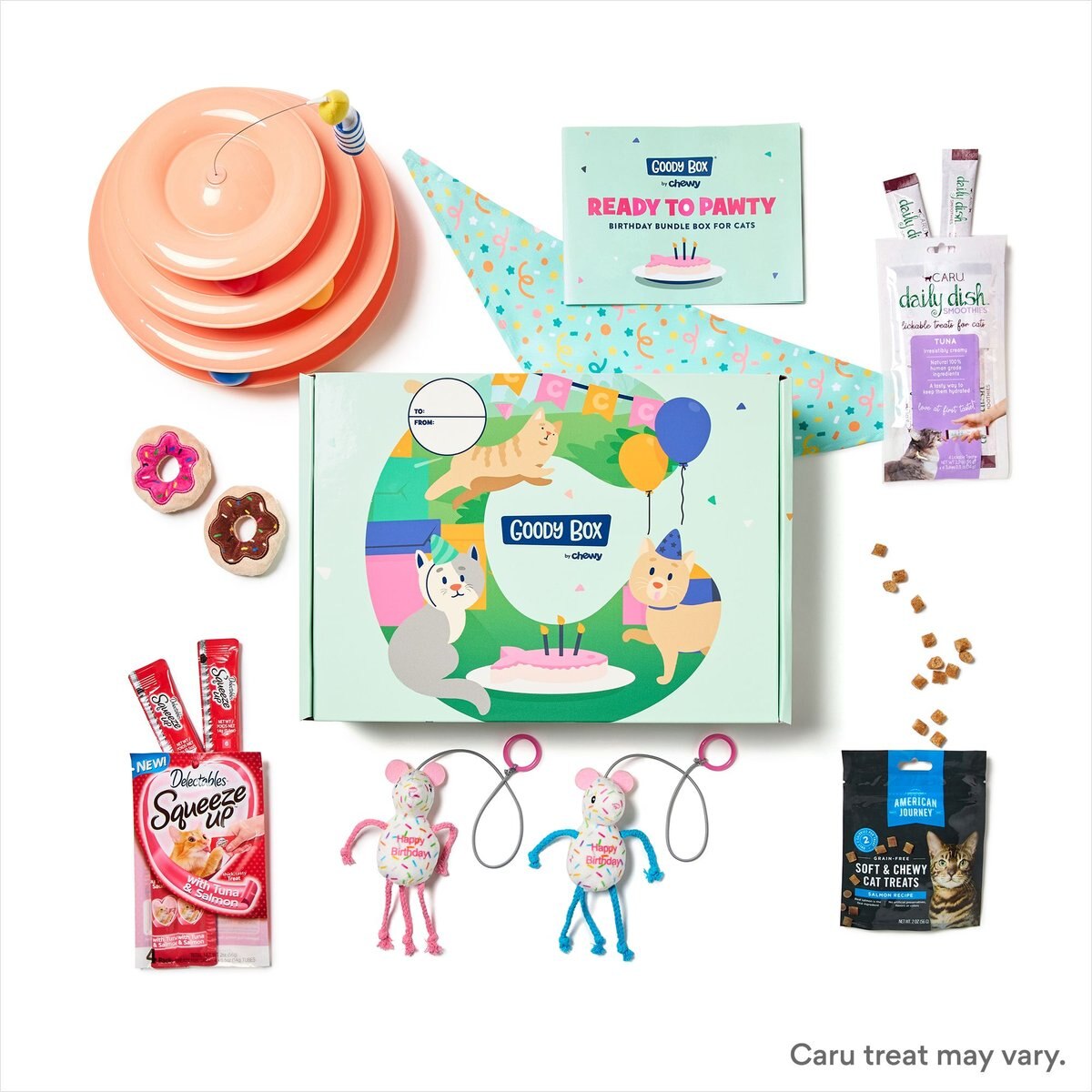 Goody Box Birthday Cat Toys， Treats and Collar