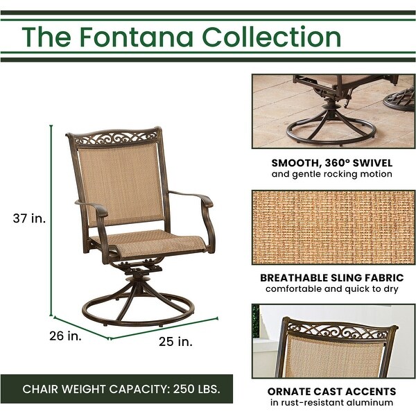 Hanover Fontana 5piece Outdoor Dining Set with Swivel Rockers