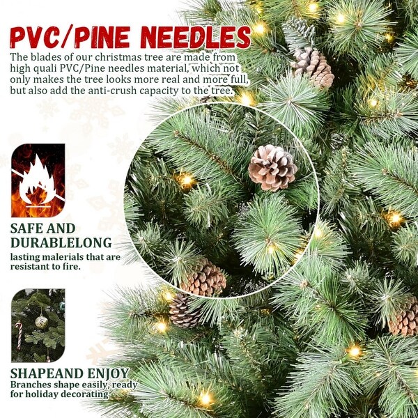 4/5/6/7/7.5/8/9 FT PVC/Pine Needle SnowSpray Christmas Tree with Light