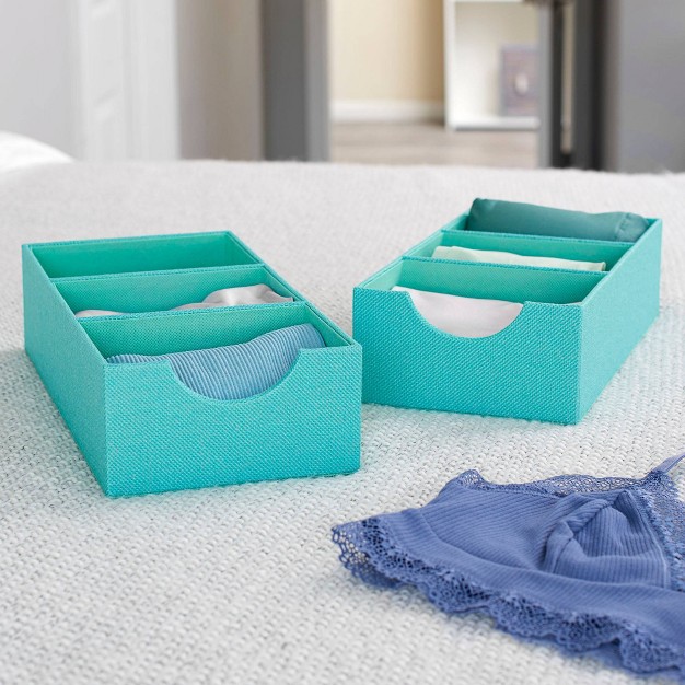 Household Essentials Set Of 2 3 section Drawer Trays Seafoam