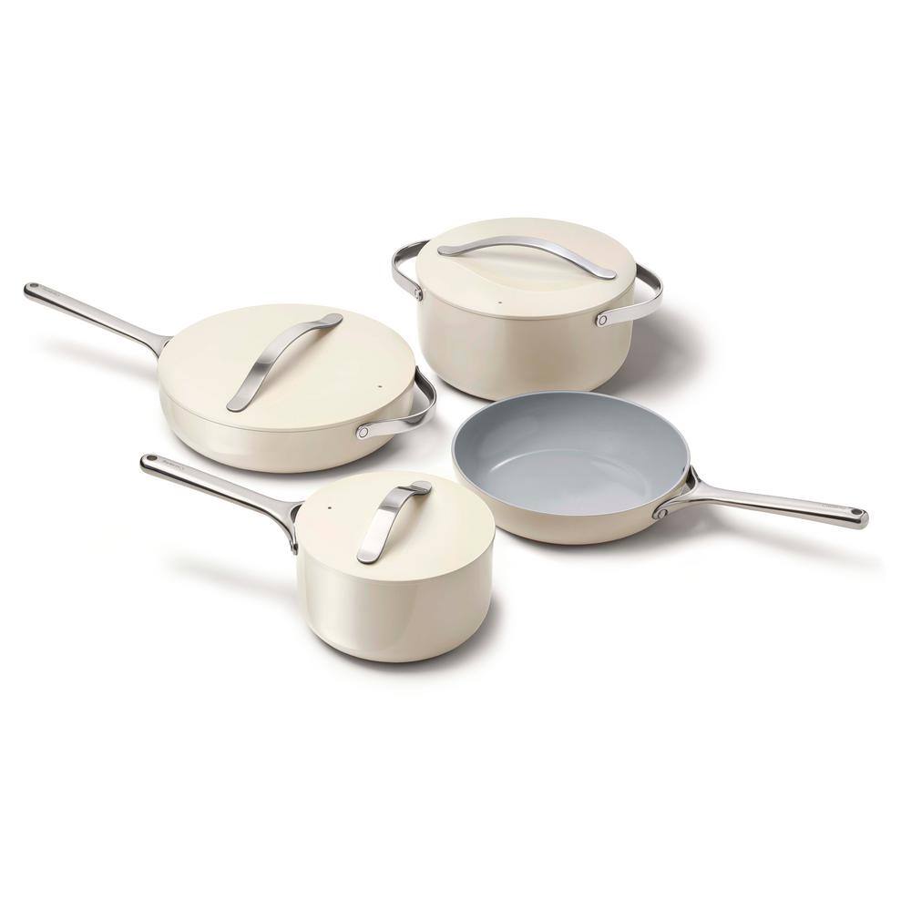 CARAWAY HOME 9-Piece Ceramic Nonstick Cookware Set in Cream