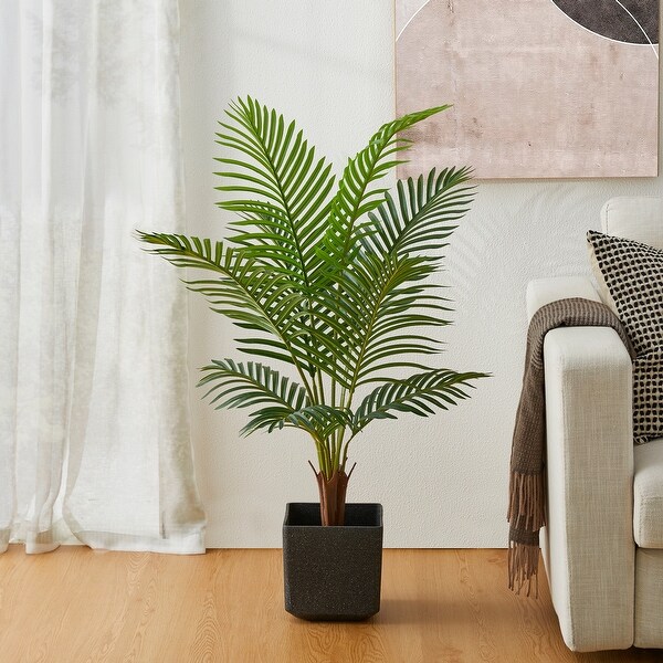 Glitzhome 43H Real Touch Areca Palm Artificial Fronds Tree in Pot