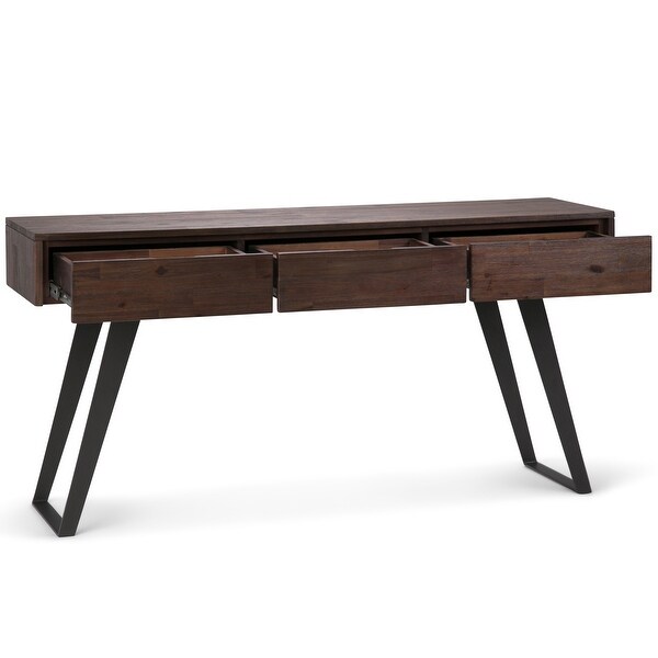 WYNDENHALL Mitchell SOLID ACACIA WOOD and Metal 60 inch Wide Modern Industrial Console Sofa Table - 60 W x 16 D x 30 H