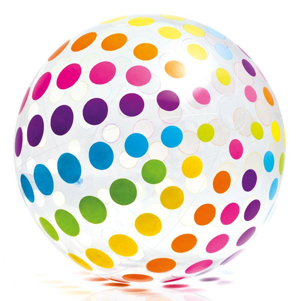 INTEX Multicolor PVX Jumbo Inflatable Glossy Big Polka-Dot Colorful Giant Beach Ball (32-Pack) 32 x 59065EP