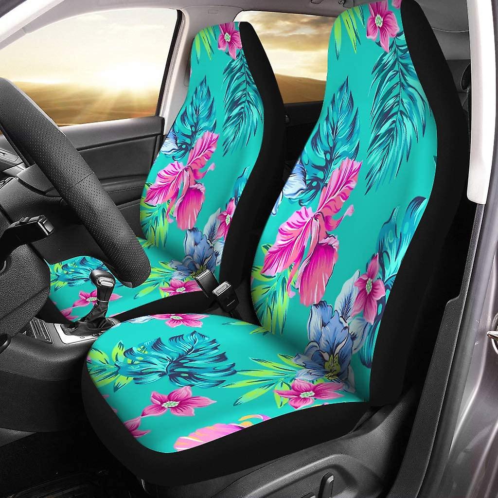 Set Of 2 Car Seat Covers Tropical Universal Auto Front Seats Protector Fits For Car，suv Sedan，truck