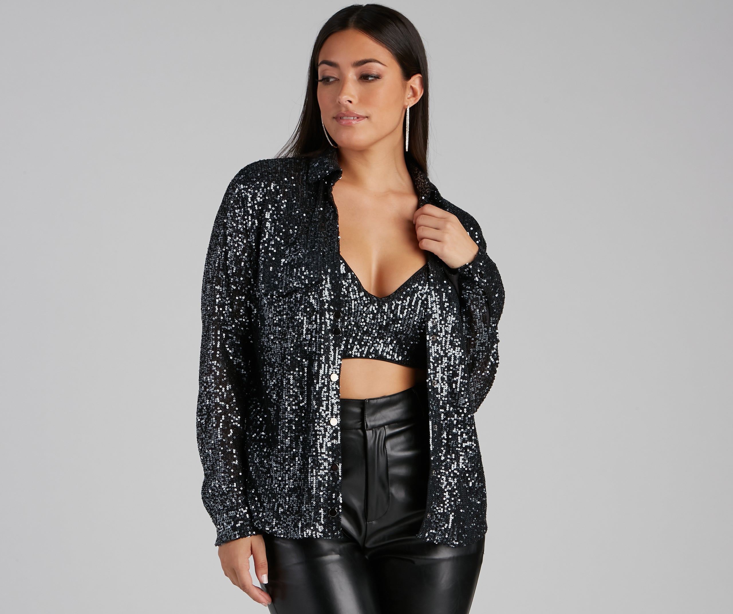 Glitzy Moment Sequin Knit Shacket