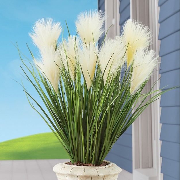 Collections Etc Faux Pampas Grass Picks Set Of 3 Outdoor Or Indoor Decorative Accent