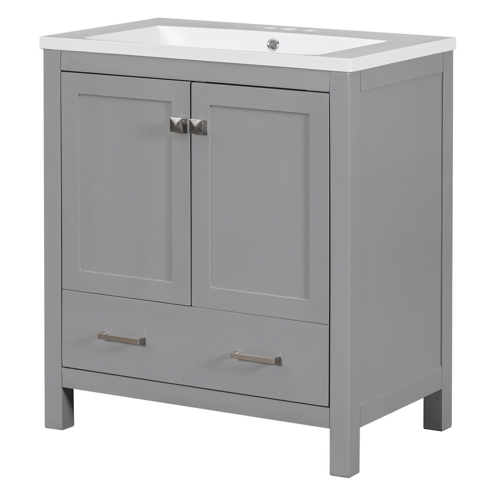 Multifunction Bathroom Vanity with Single Sink  Combo Cabinet Undermount Sink Storage Cabinet with Pull out Darwer  Grey