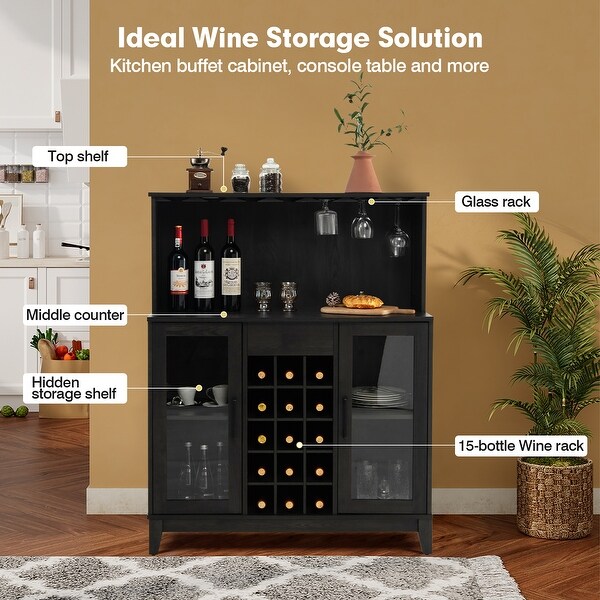 2-Door Buffet Bar Cabinet Kitchen Storage Sideboard Wine Rack