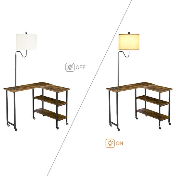 Versatile L-shaped Desk Comes with a Floor Lamp