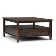 Simpli Home Warm Shaker Solid Wood Square Rustic Coffee Table