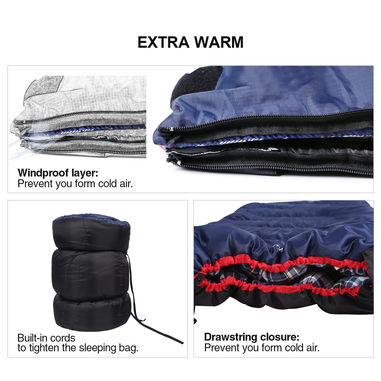 REDCAMP 40 - 60 Degrees Cotton Flannel Sleeping Bag for Adults