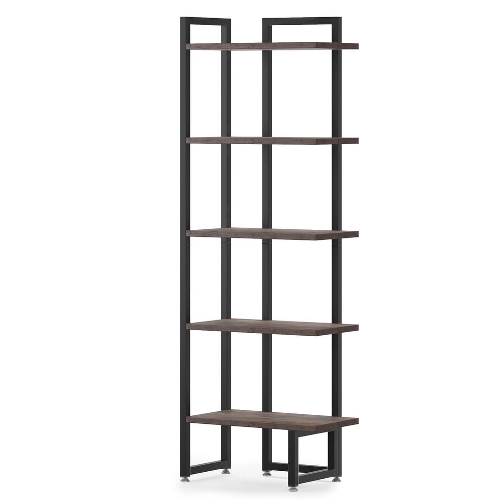 5 Tier Industrial Corner Bookshelf Corner Shelf for Home Office