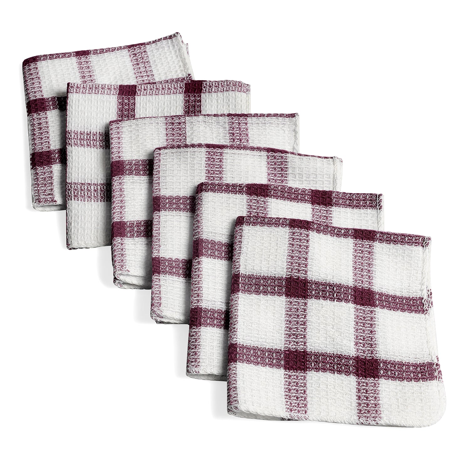 Shop LC Kitchen Towels Dish Cloths | Set of 24 | 100% Cotton | 12 x 12 inches | Checkered Pattern Red Wine Dish Towels Scrubbing Clothes Cleaning Rags Kitchen Essentials