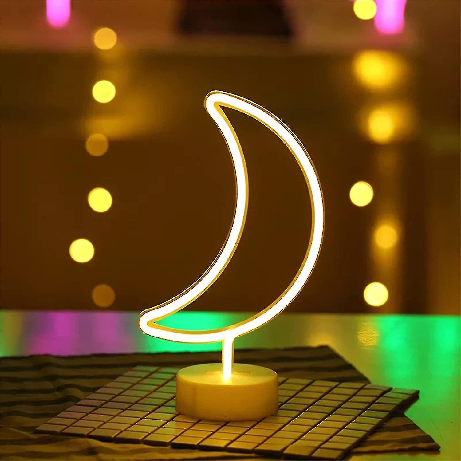 Neon Light Sign Usb/battery Powered Led Night Light With Base For Home， Nursery， Bar， Any Party Festive (batteries Not Included)， Moon