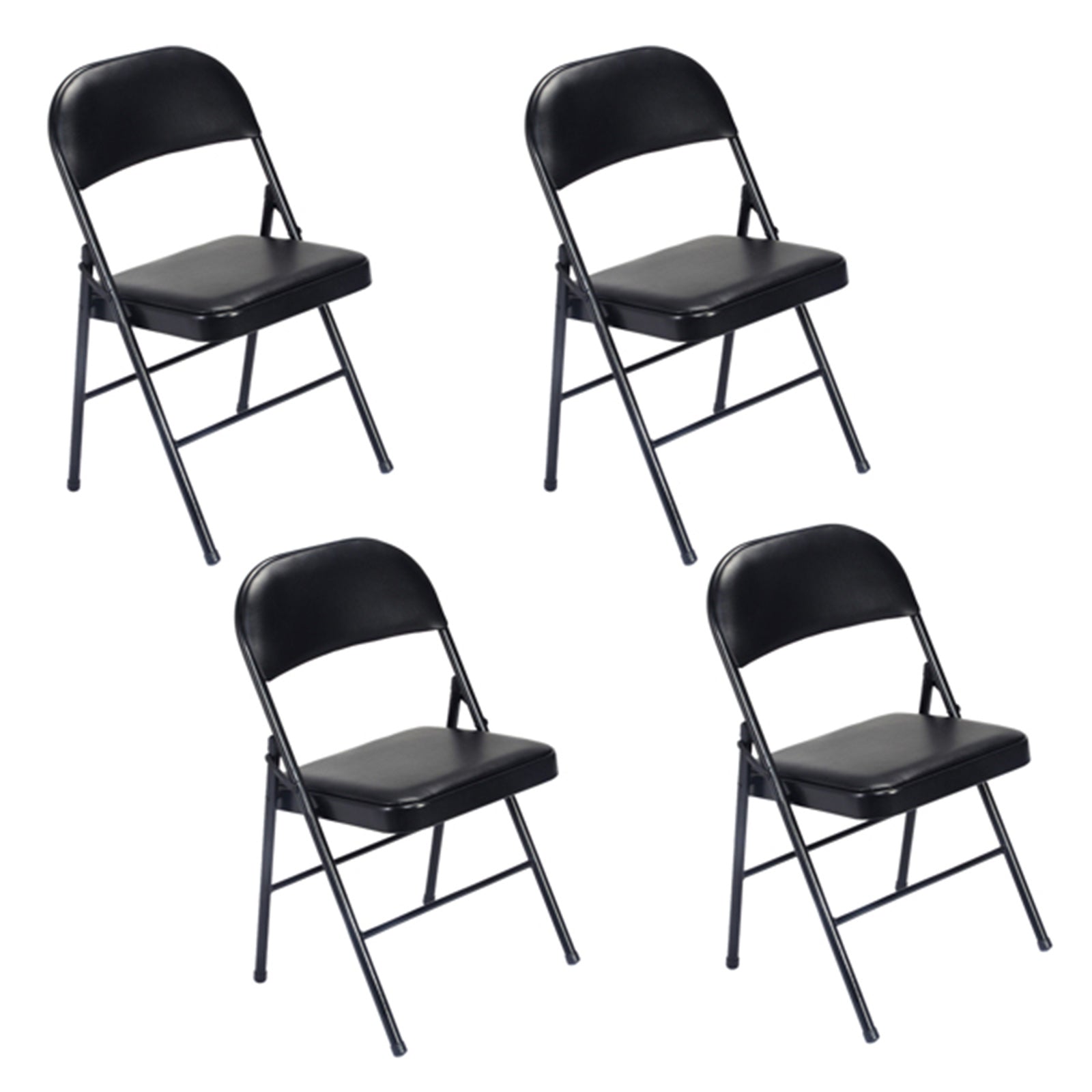 Steel Folding Chairs 4Pack Double Braced Chair, Black