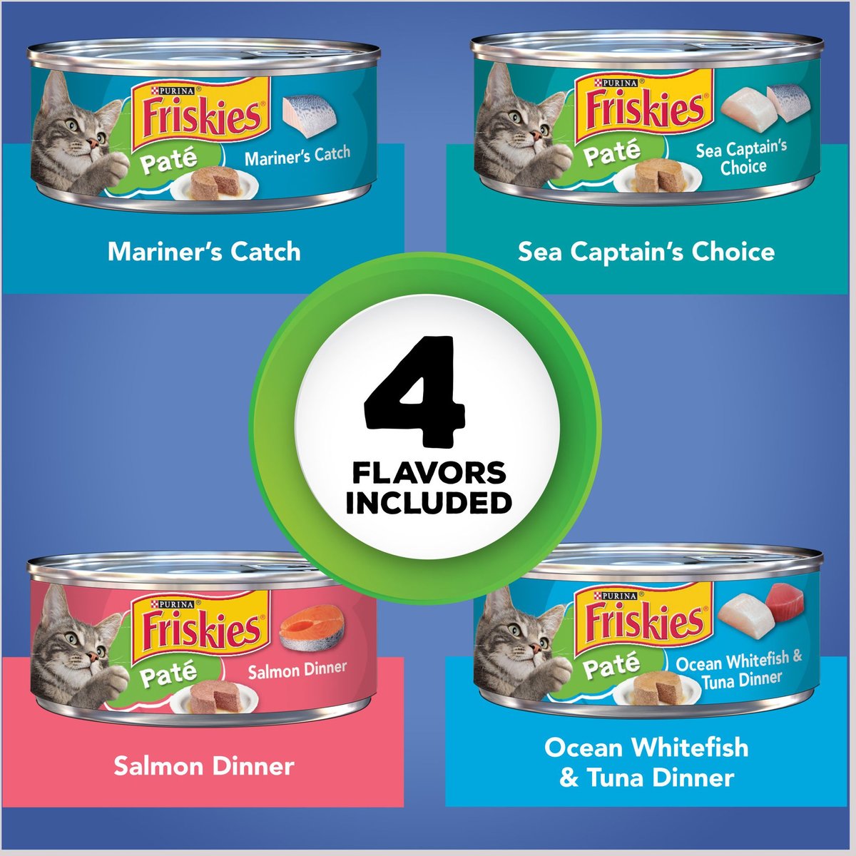 Purina Friskies Seafood Favorites Wet Cat Food Variety Pack， 5.5-oz can， case of 32