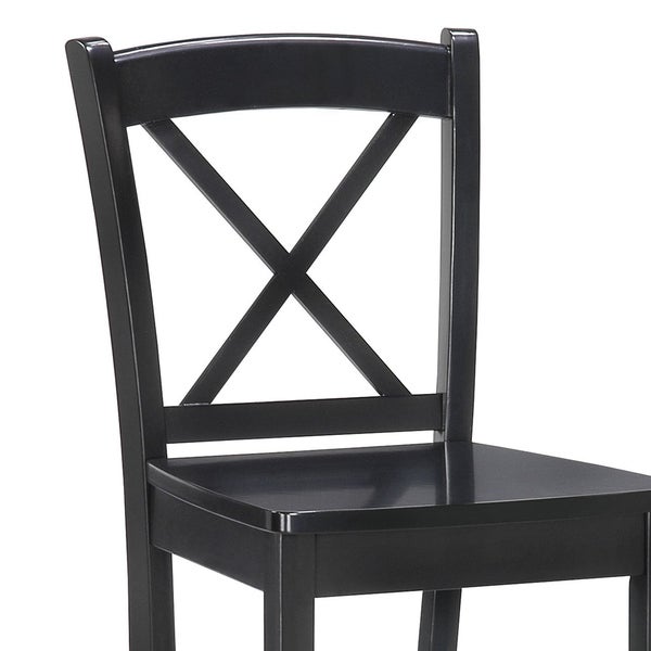 Wooden Counter Stool with X shaped Backrest and Curved Headrest， Black