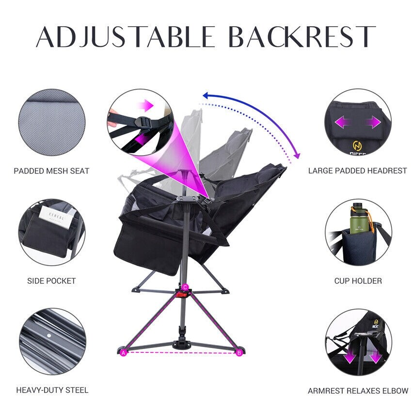 Hammock Camping Chair  Swing Chair  Folding Rocking Chair  Camping Chair  High Back with Stand  Cup Holder  Heavy Duty